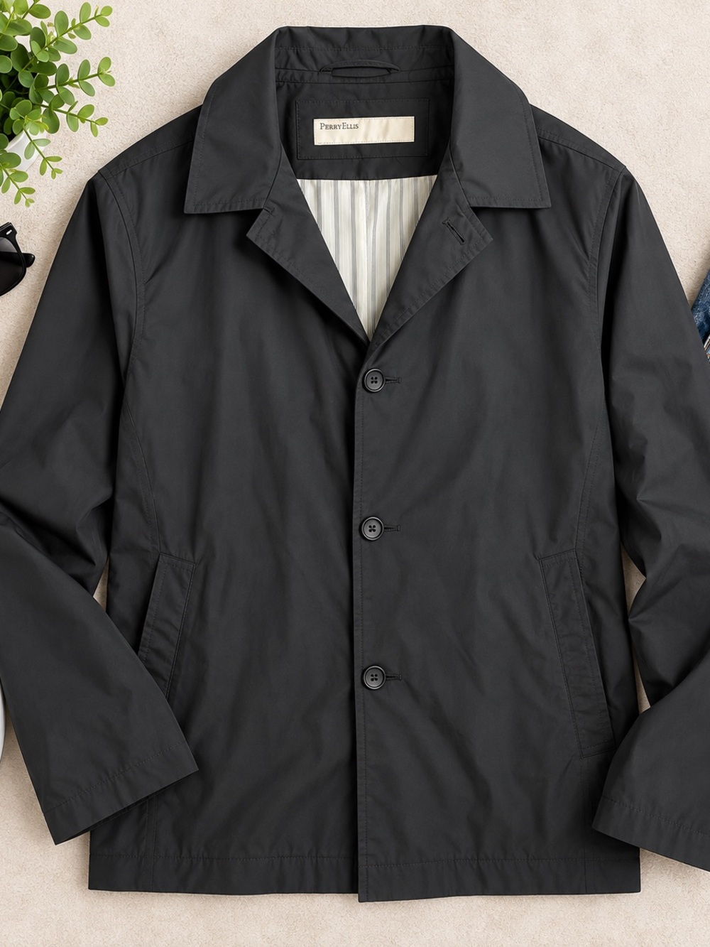Perry Ellis Men’s Black Lightweight Coat Jacket XL